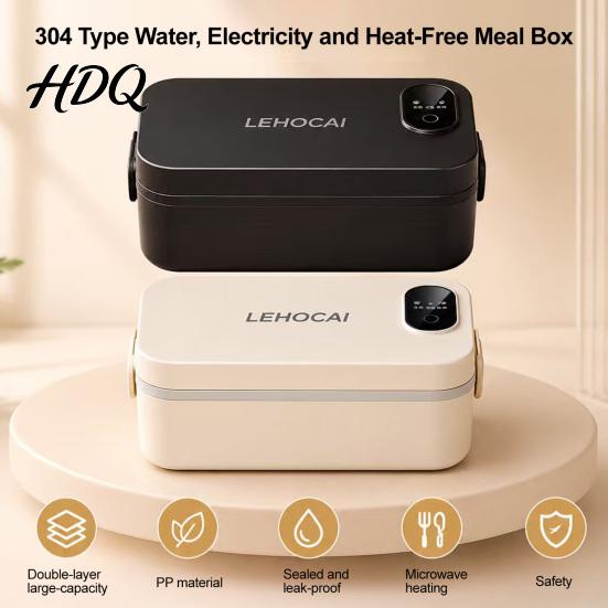 Portable Heating Meal Box for School 900ML USB Rechargeable Heated Lunch Box 304 Stainless Steel Liner Electric Bento Leakproof Students with