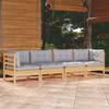 Vidaxl 4-Cz. Garten-Sitzgruppe, Graue Kissen, Kiefer