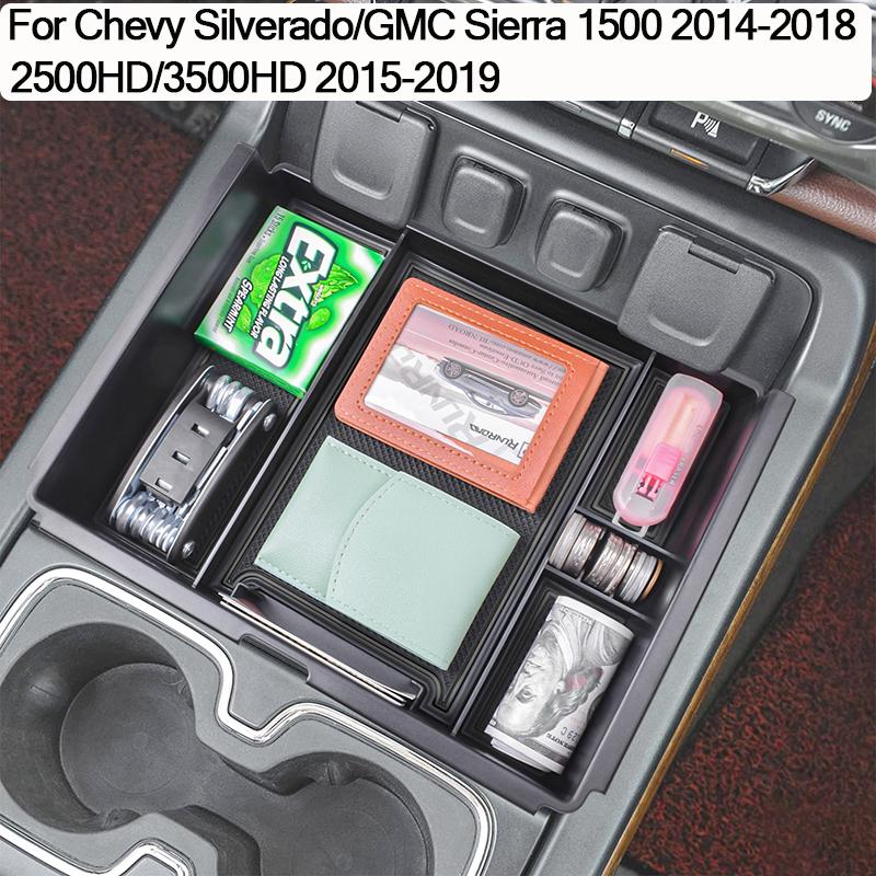 Auto-Mittelkonsolen-Organizer für Chevy Silverado/GMC Sierra 1500 2014-2018 und 2500HD/3500HD 2015- Aufbewahrungsbox Zubehör