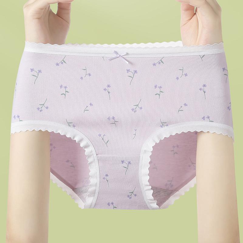 Fentenggan 10A Antibacterial 5-Pack 100% Cotton Crotch Women's Underwear Middle High Waist Female Interior Student Girl