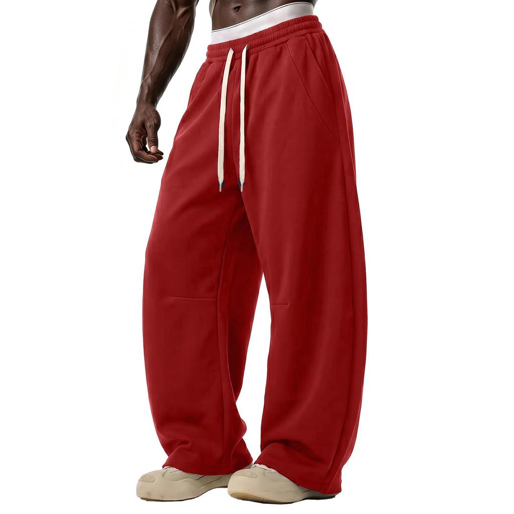 Men's Color Casual Wide Leg Loose Fit Sweatpants