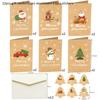 12pcs Merry Christmas Greeting Cards with Envelopes Stickers Folding Type Cartoon Print Gift Cards Christmas Decoration Supplies