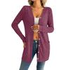 Women's Solid Color Loose Long Sleeve Pocket Cardigan Jacket