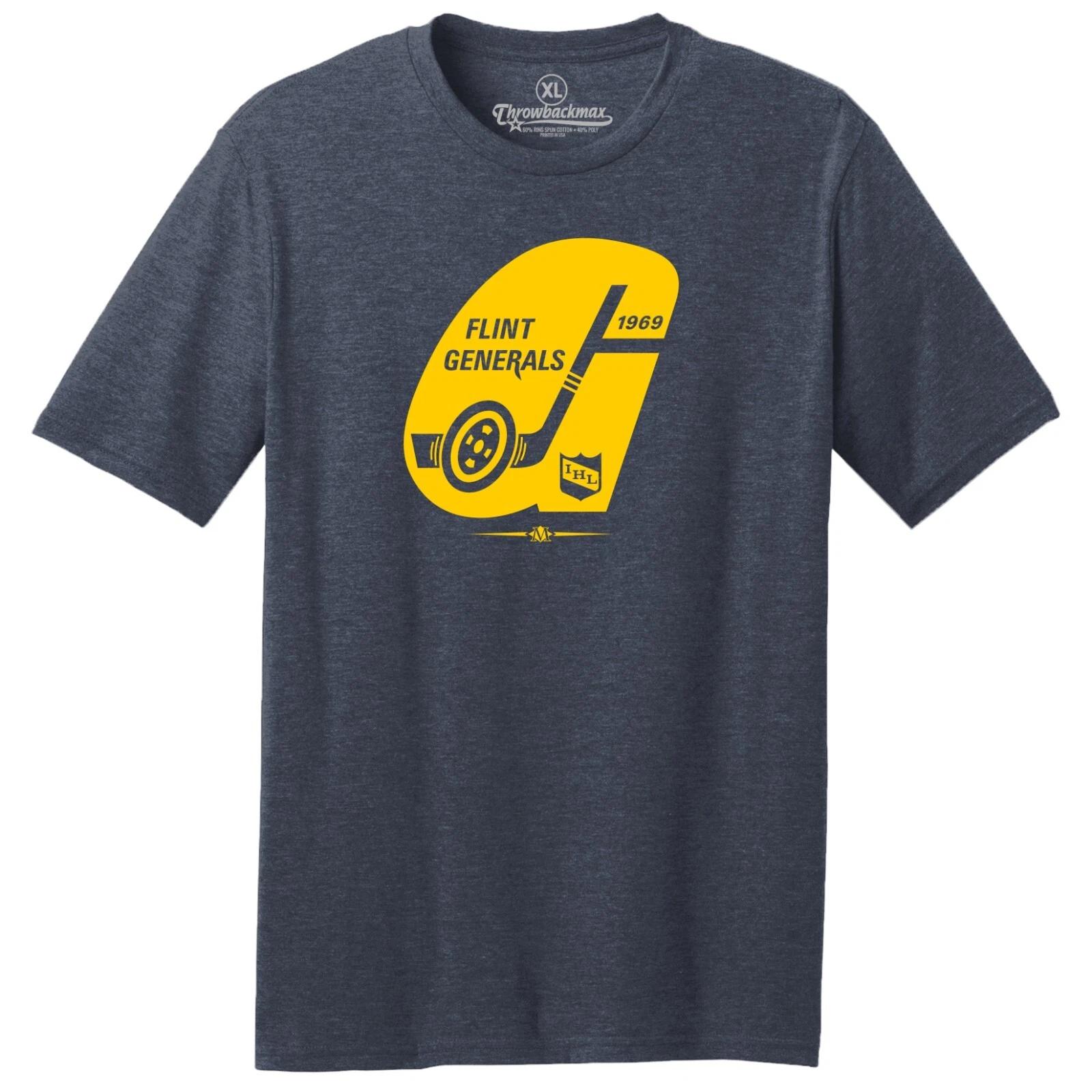 Flint Generals 1969 IHL Hockey TRI-BLEND Tee Shirt - Detroit Red Wings 4XL