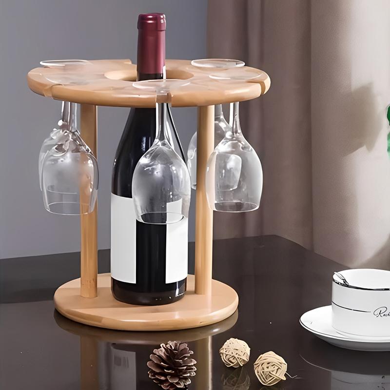Bamboo Wine Glass Rack - Hanging Shelf Organizer For Home Bar Restaurant