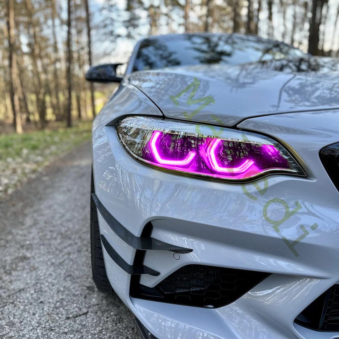 

Лимонно-жовті Ангельські Очі Підходять Для BMW M2 2 серії DRL багатоколірні LED F22 F23 F87 LCI денні ходові вогні 63117494851 63117494852 фіолетовий