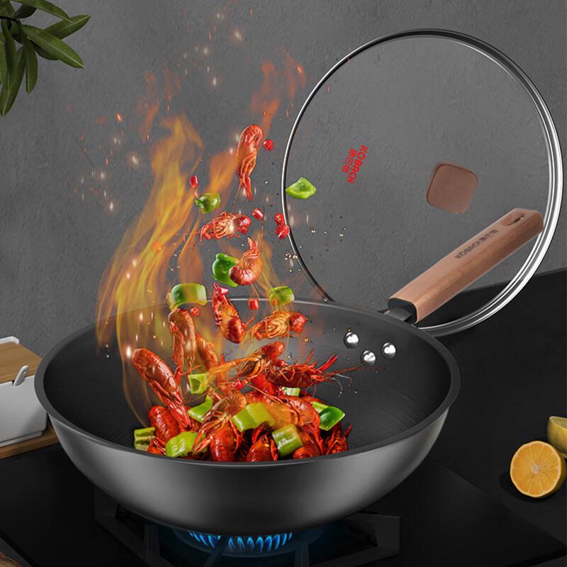 Kombach 32cm Deep Nitrogen Anti-Rust Iron Wok Set
