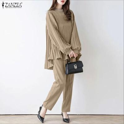 Women Long Sleeve Blouse and Pants Casual Two Piece Suit Sets