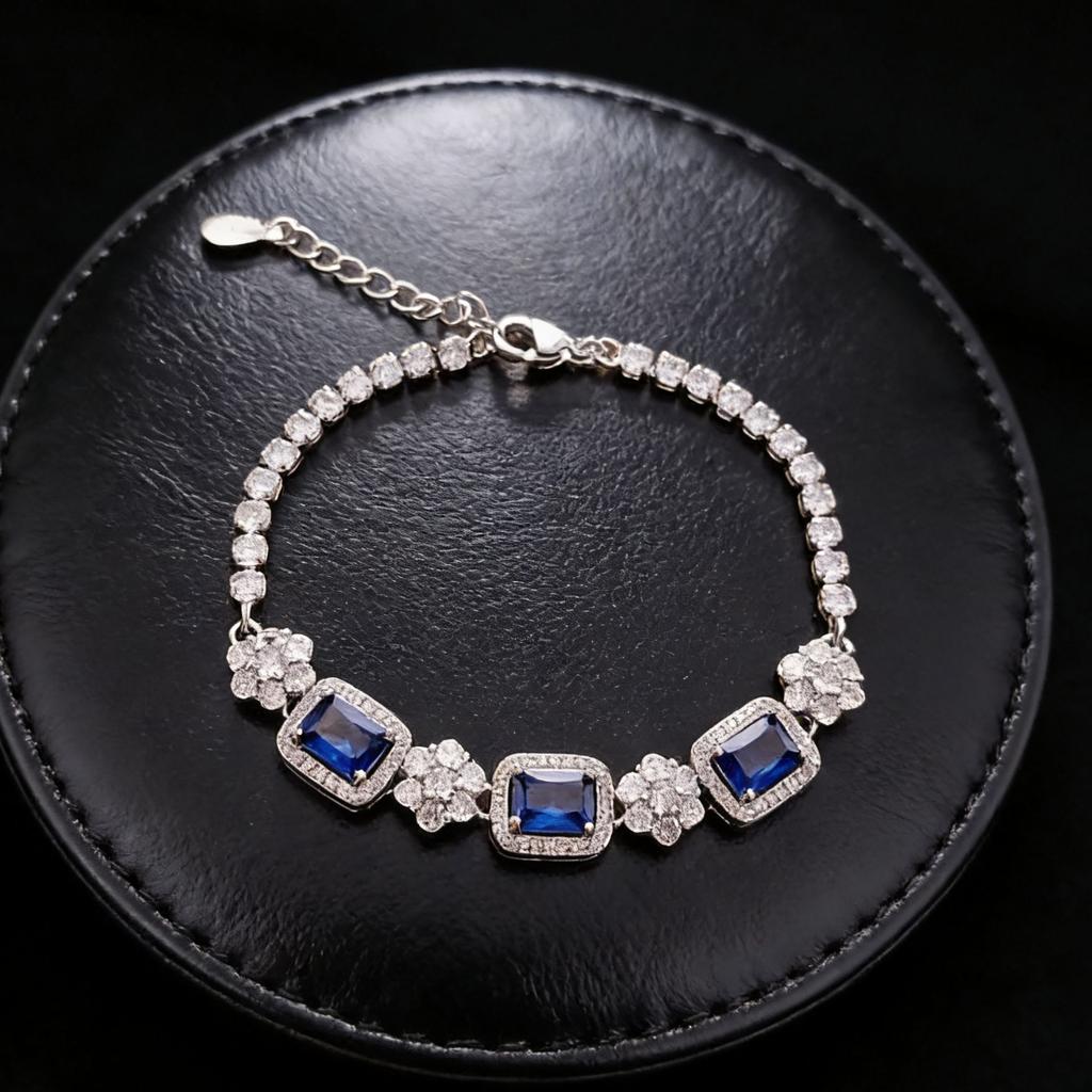 Handicraft Imitation Ruby Sapphire Square Bracelet Fashion Light Luxury Rectangular High Carbon Diamond Colored Treasure Bracelet Women