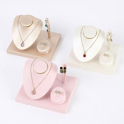 Multi-purpose Necklace Display Storage Stand PU Leather Counter Showcase Props  Table Display
