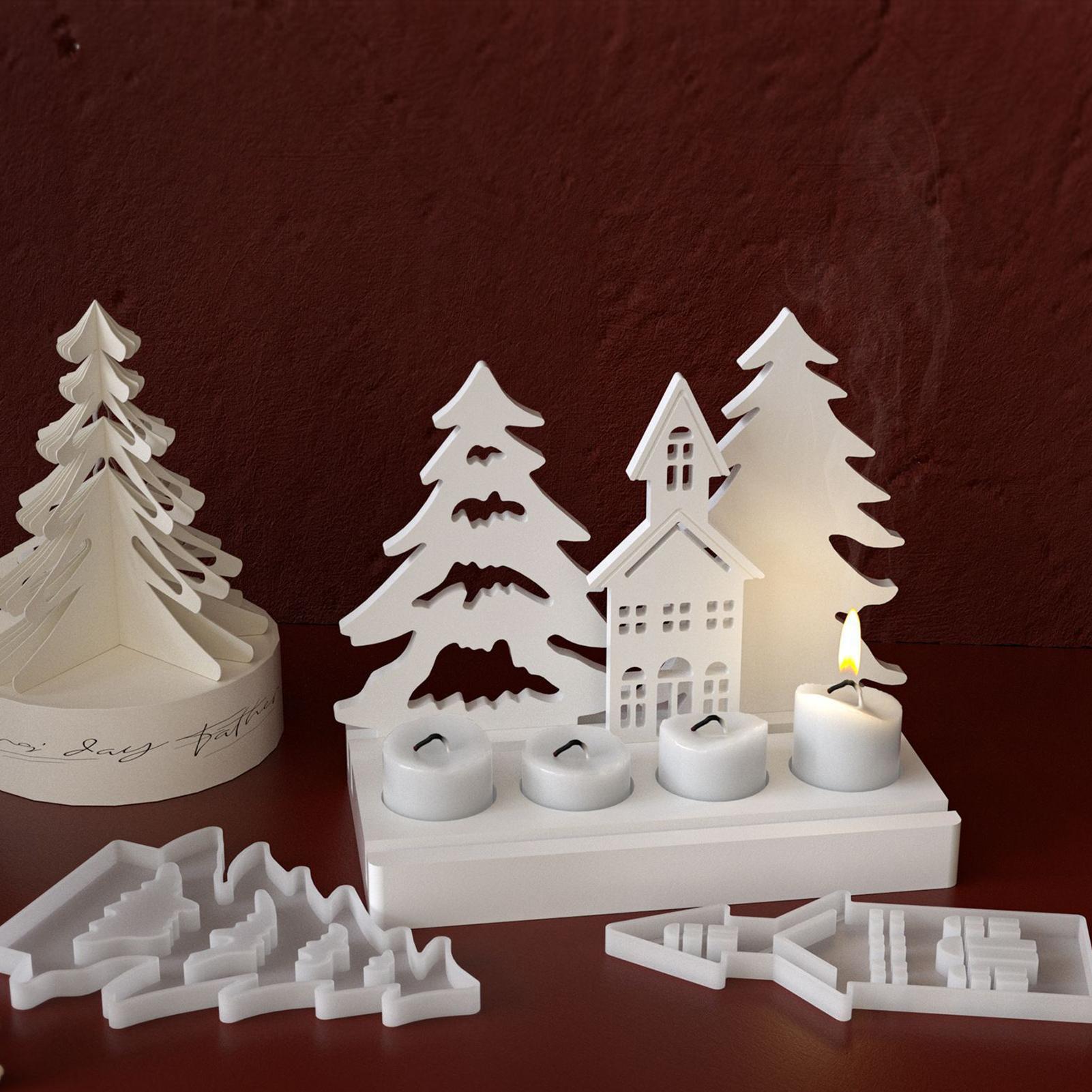 

Candle Holder Silicone Mold Christmas Tree House Ornament Mould Silicone Casting Mold Easy Release Craft Tools For Home CN