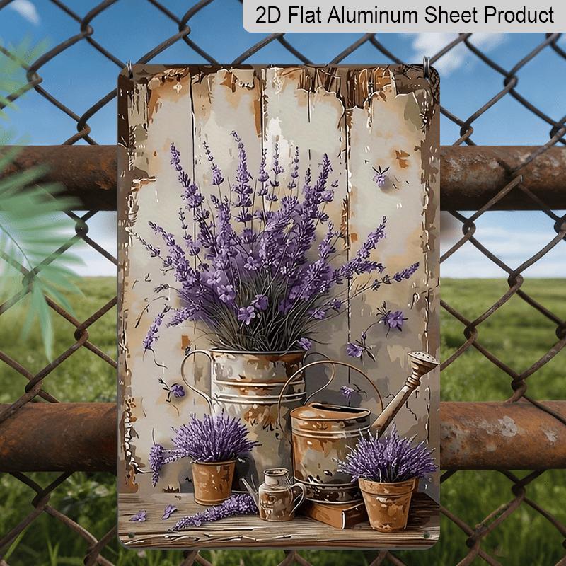 2D Flat, 1pc, Lavender Vintage Metal Sign, Aluminium Hanging Painting, Plaque Decorative Wall Art, Indoor/Outdoor Decor