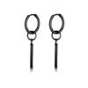 2pcs/set Black Or Silvery Unisex Punk Stainless Steel Cross Cone Feather Chain Pendant Hoop Earrings Ear Stud Jewelry Set