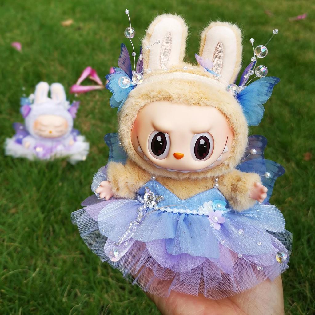 15-17cm Doll Clothing Set with Fairy Dress and Hair Accessory for Plush Dolls