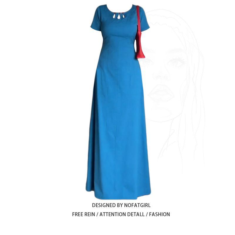 

Plus-Size Korean-Style Pure Desire Hollow-Out Short-Sleeve Dress for Women, Early Spring 2026, Waist-Cinching Tie, Beautiful Long Dress Dress M