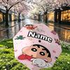 Custom Name Personalized Crayon Shin Print Umbrella, Auto Open Close, 8‑Rib Sturdy Frame, Commute Camping Hiking Use, Birthday Gift