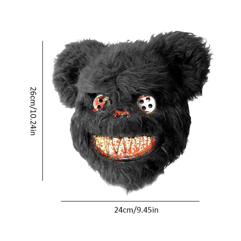 Halloween Bloody horror Bear Mask Masquerade Scary Plush Mask Headgear Creepy Halloween Decoration Supplies Props Mask Masque чёрный