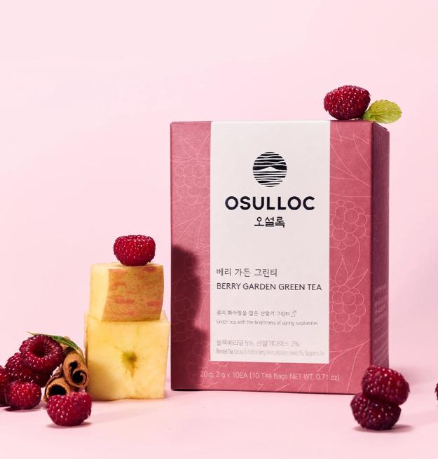 OSULLOC Berry Garden Green Tea 10 Sachets | Fruity Korean Jeju Tea Blend