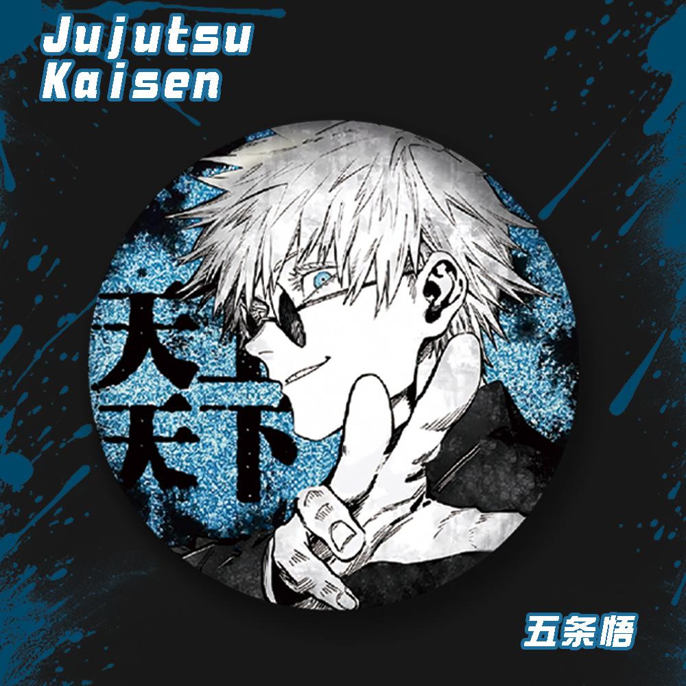 Kaisen Jujutsu Gojo Satoru Spilla Laser 58mm Anime Oggetto da Collezione Merchandising Carino Personaggio Cartone Animato Accessori Per Fan Regali