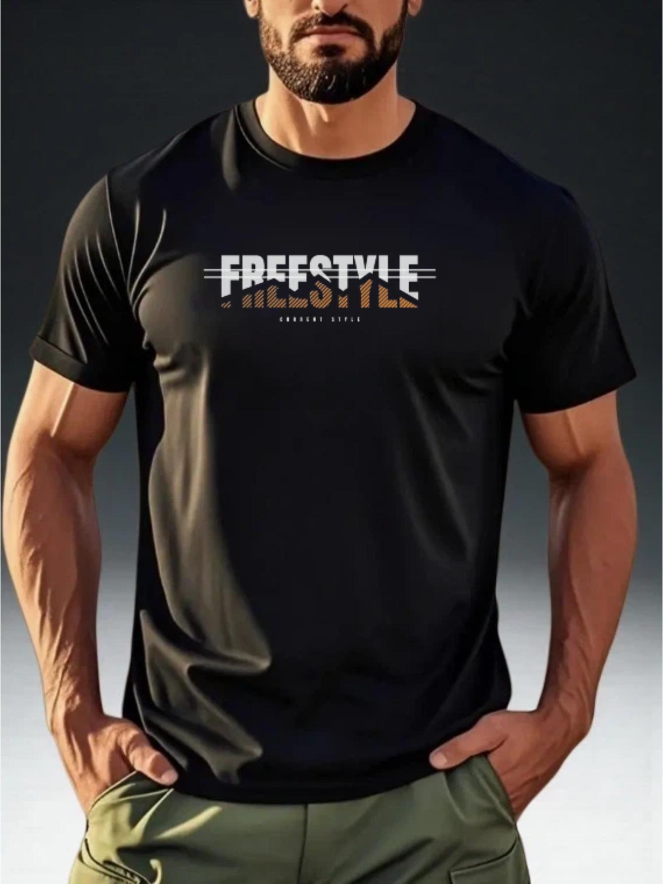 Men s FREESTYLE Street Slogan T-Shirt - Urban Graphic Tee with FREESTYLE Print M