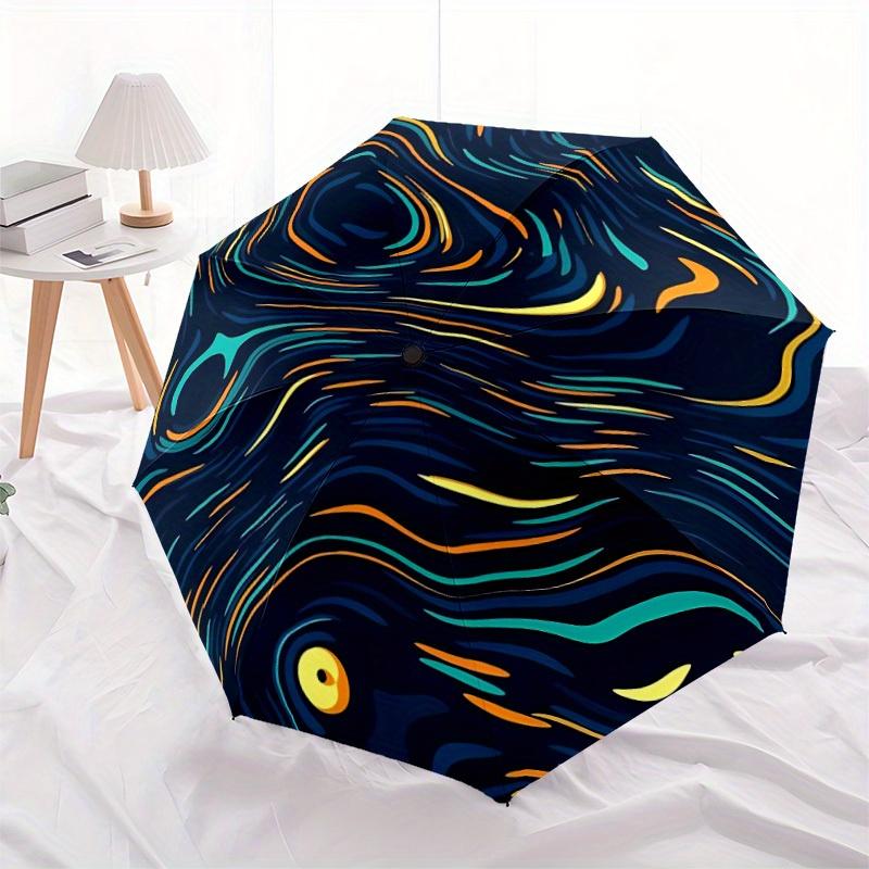 1pc Galaxy Swirls Automatic Open/close Folding Compact Umbrella, 8 Rib Sturdy Canopy, Lightweight Portable, Everyday Use, Gift,,091