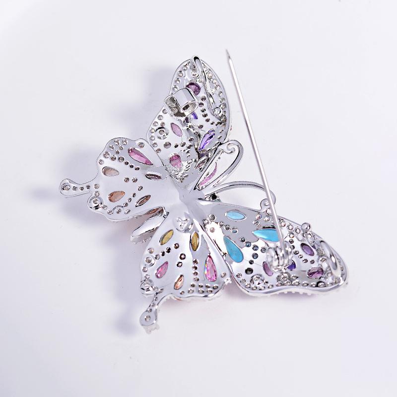 1Pcs Fashionable Versatile Anti-Glare Butterfly Insect Brooch Pin Luxurious Heavy-Duty Full Zircon Butterfly Brooch Accessory