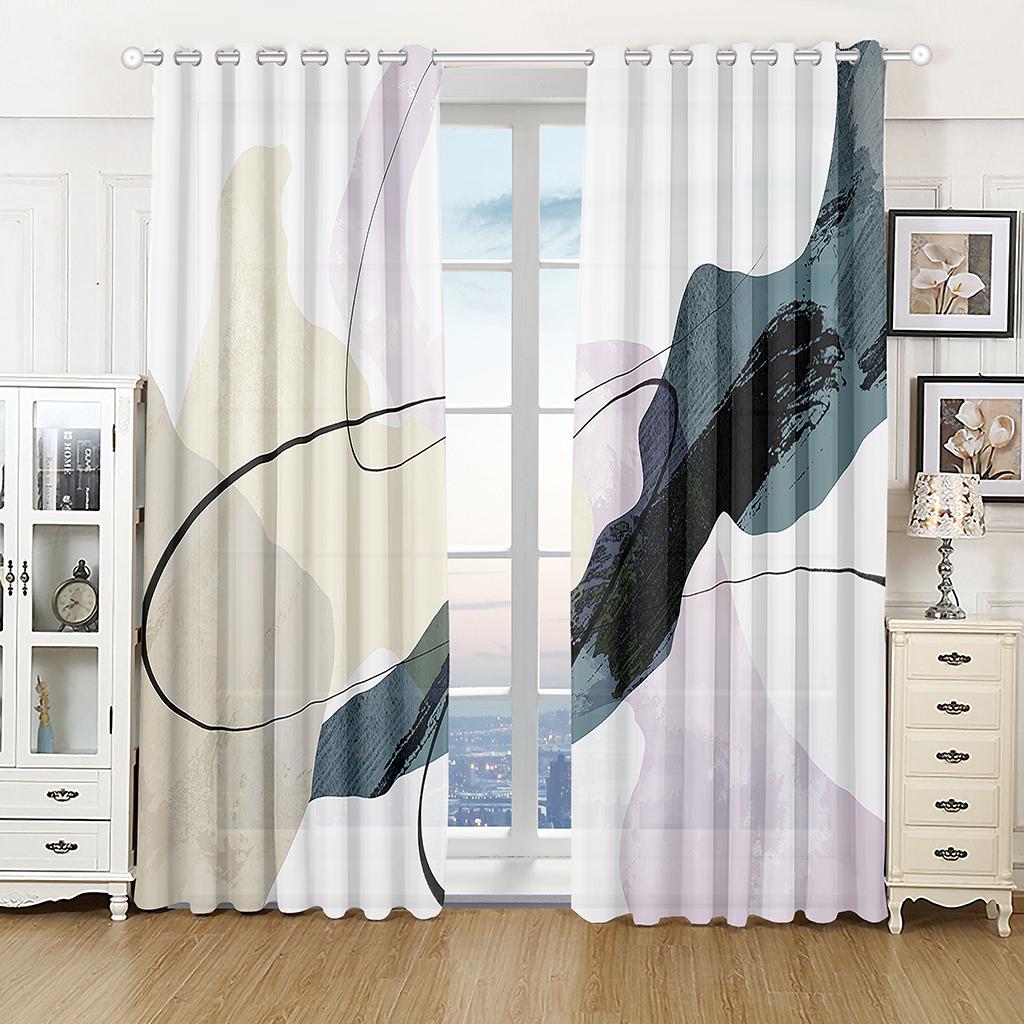 3D Cheap Modern Simple Style Polyester Thin Sunshade Curtains Luxury Living Room Bedroom Home Decor 2 Panels