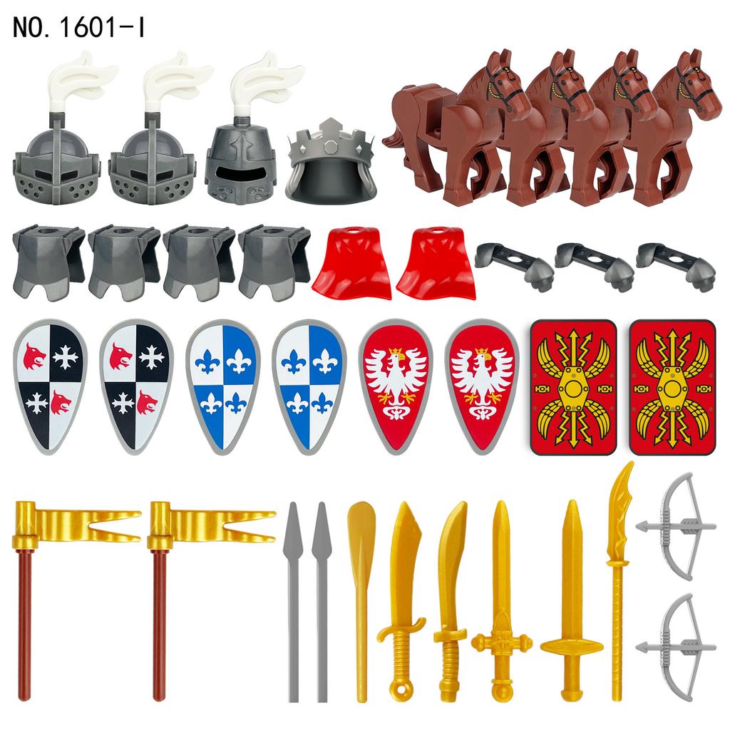 MOC Purchases Products Building Blocks Character Accessories Medieval Military Cavalry Knight Horses Animal Bricks Toy Gifts X36