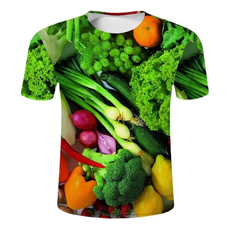 Sommermode Persönlichkeit Obst und Gemüse Grafik T-Shirts für Männer Trend Casual Fun Harajuku Bedruckt O-Ausschnitt Kurzarm