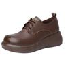 Spring and Autumn New Platform Shoes Round Head Lace-up Flat Bottom Non-slip Small Leather Shoes Platform Slope Heel Single Shoes Women's Models