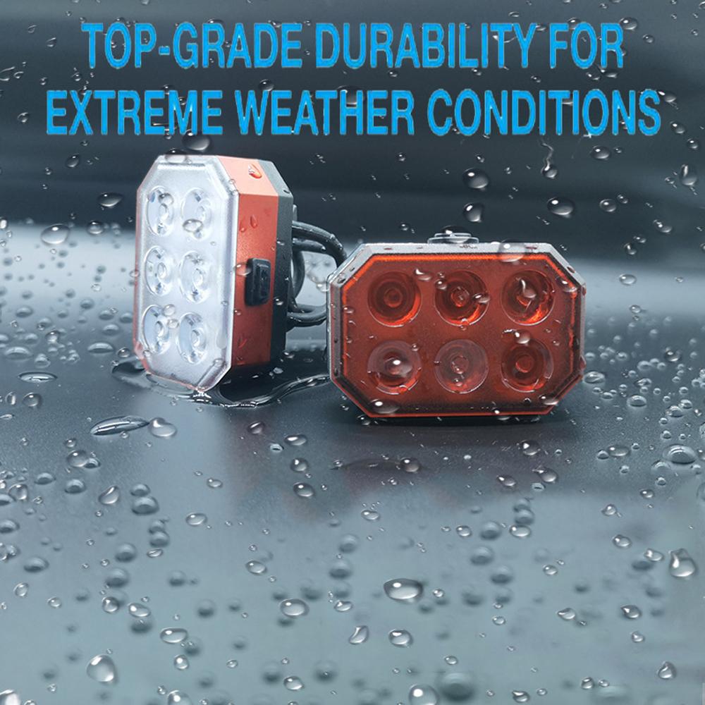 USB Rechargeable Bike Light Set Front & Rear Bicycle Light Waterproof Safety Warning Light with 4
