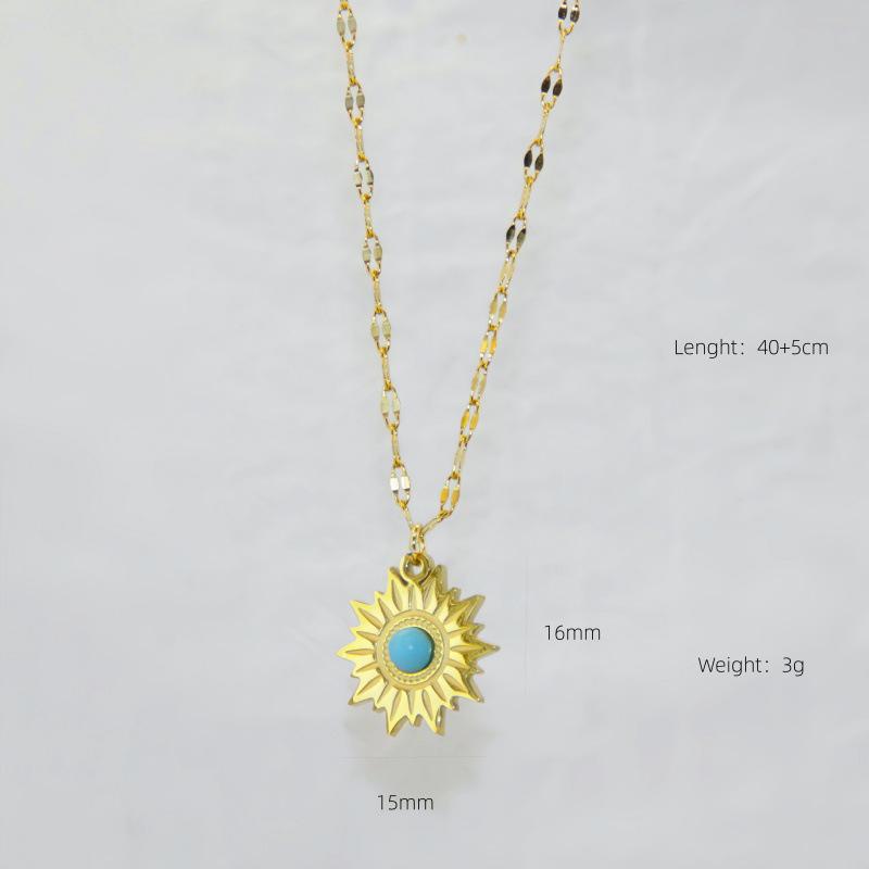 Elegant Titanium Steel Necklace with Non-Fading Natural Stone and Unique Design