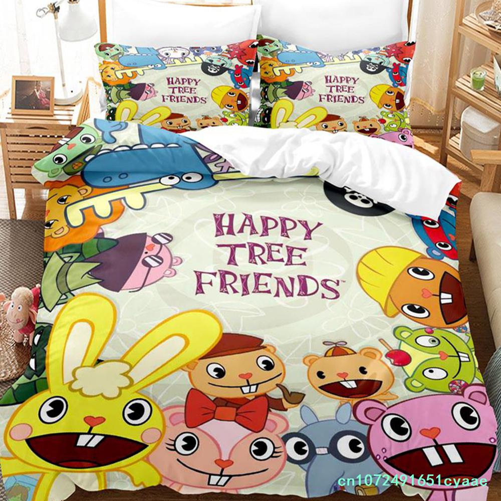Happy Tree Friends Постельное белье Single Twin Full Queen King Size Bed Set Aldult Kid Bedroom Duvetcover Sets Anime
