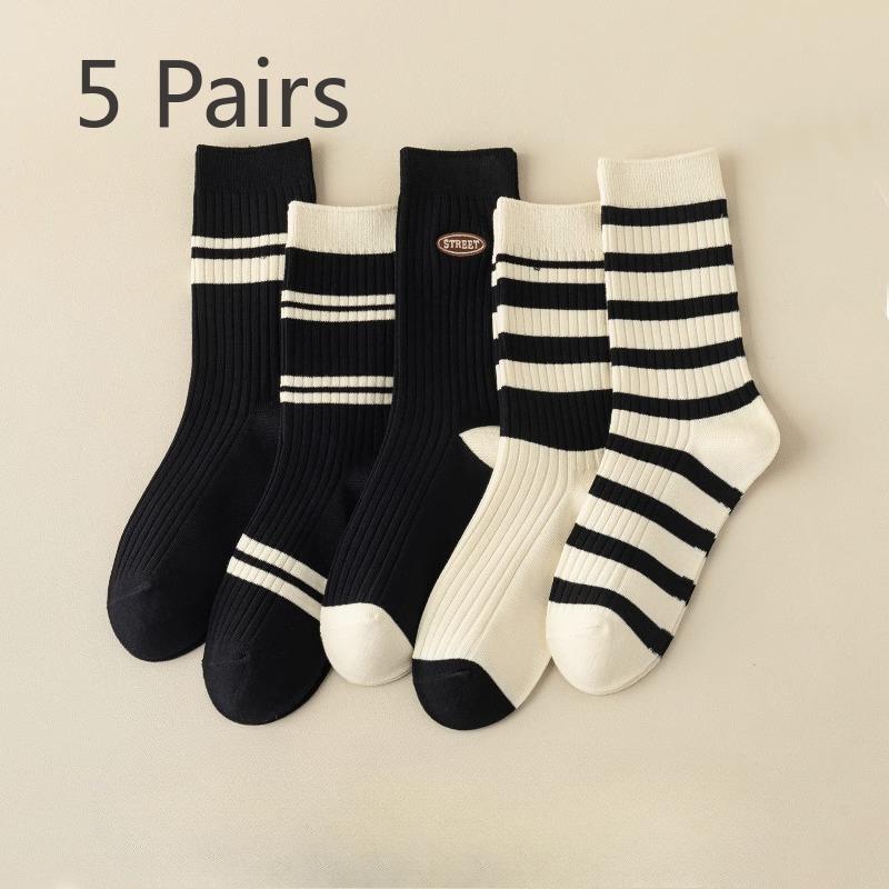 

5 пар женских повседневных, универсальных, антибактериальных, простых длинных носков до середины икры, влагоотводящих и дышащих 5 pairs