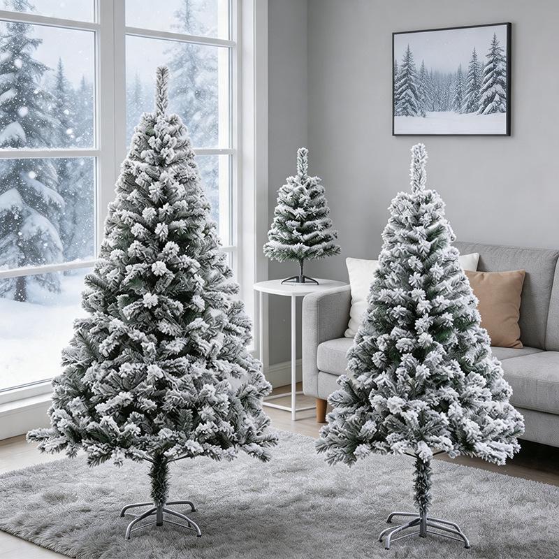 Cross-Border Christmas Iron Base Flocked Tree Decoration Scene Ornament