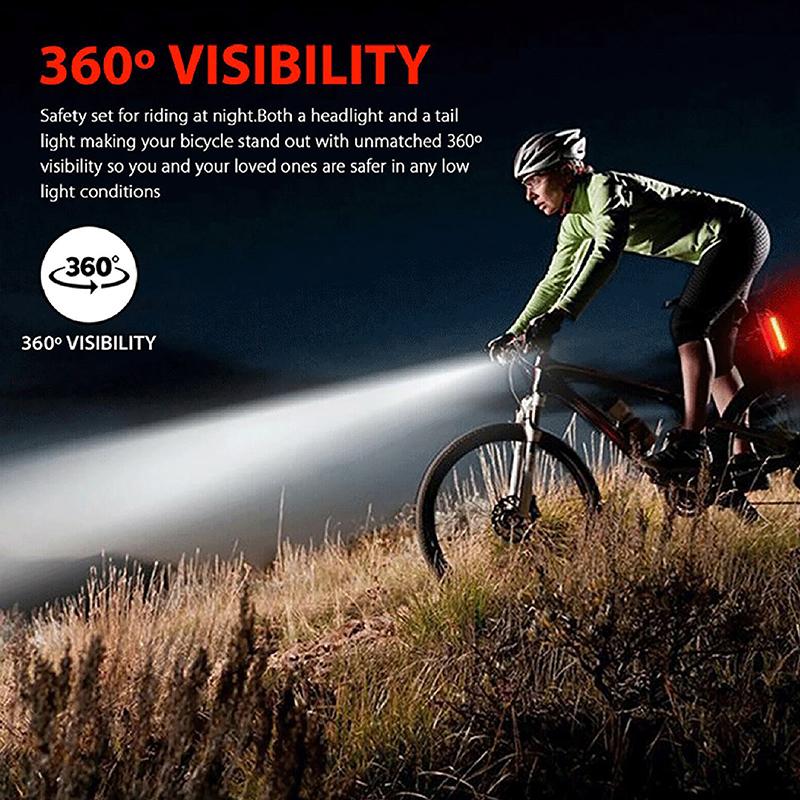 Bike Bicycle Light Usb Led Rechargeable Set Mountain Cycle Front Back Headlight Lamp Flashlight Cycling Safety Warning Light