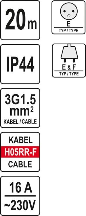 20m YT-81052 YATO prodlužovací buben