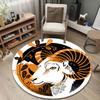 Serene Round Peacock Multicolor Accent Rug, Non-Slip Floor Mat for Family Room