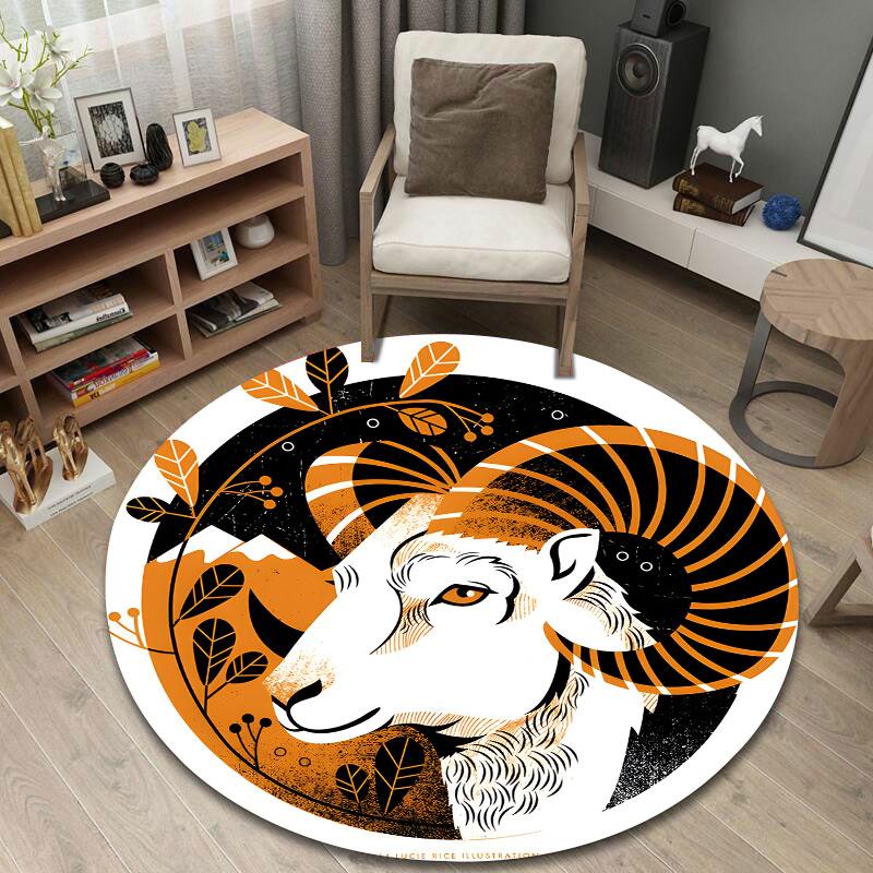 Serene Round Peacock Multicolor Accent Rug, Non-Slip Floor Mat for Family Room