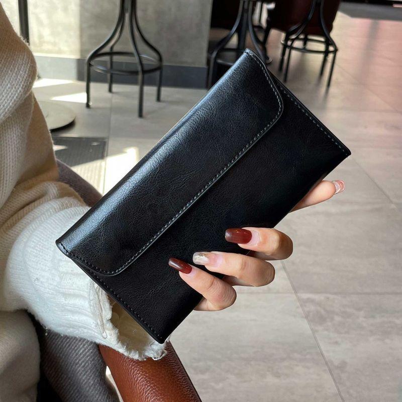 Leather Large Capacity Ultra-thin Long Wallet, Stylish and Simple Multifunctional Handbag, Women Wallet