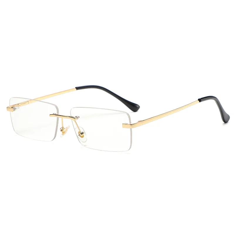 Lightweight Comfortable Durable High Quality Retro High End No Rim Alloy Metal Square Shaped Female Sun Glasses