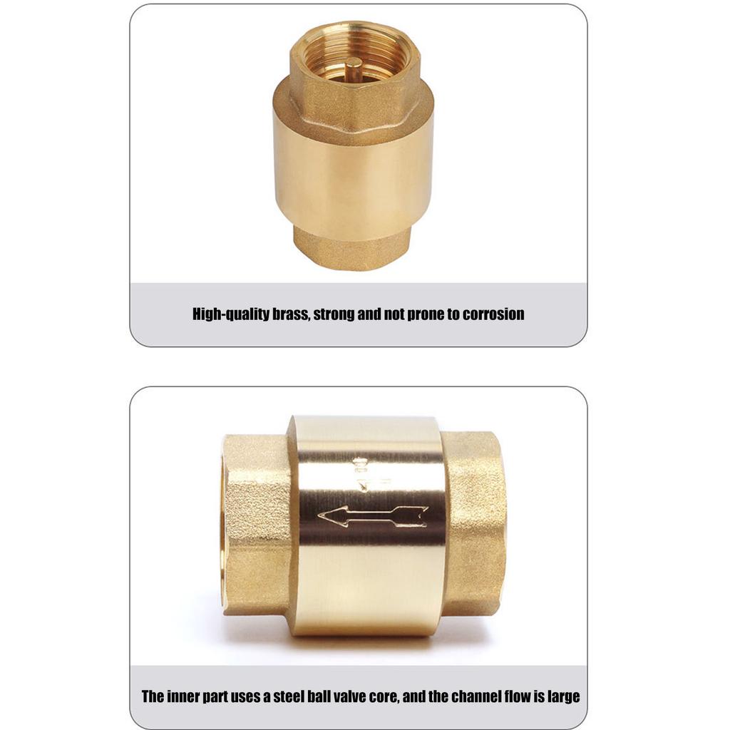 Messing Gewinde Inline Feder Rückschlagventil DN20/DN15 Einwegverbinder Wasser Rückflussverhinderer Sanitärarmatur Zubehör