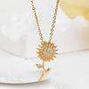 Rotating Sunflower Necklace For Women - 18K Gold Plated Anxiety Relief Pendant, Dainty Layering Chain, Gift For Her