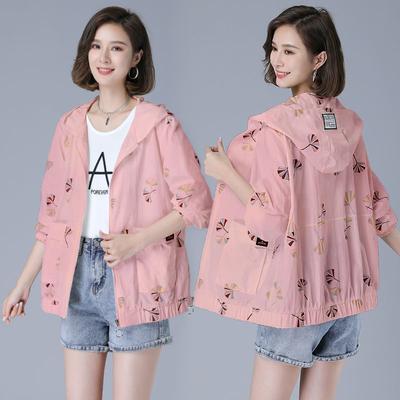 Summer Jacket Women Sun Protection Clothing Fashion Middle-Aged Mother Casual Loose Hooded Thin Windbreaker Coat Fema