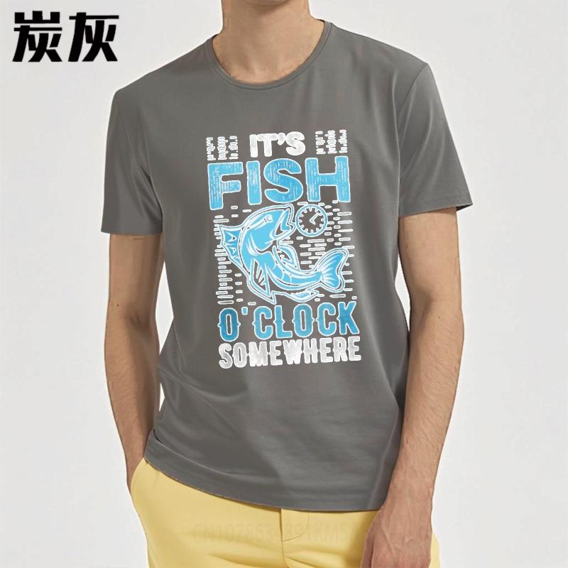 Tshirt For Man Soft Male Crew Neck Tshirt Plus Size Teeshirt Its Fish Oclock Somewhere Retro Unisex Tee Shirt Comfort Tshirt