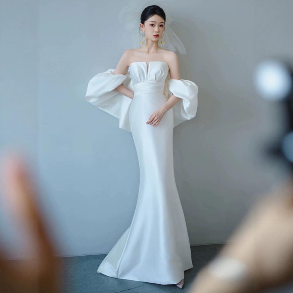 Fishtail Light Wedding Dress 1011 New Bridal Simple French Satin Tube Top Going Out Yarsene Trailing Welcome Dress