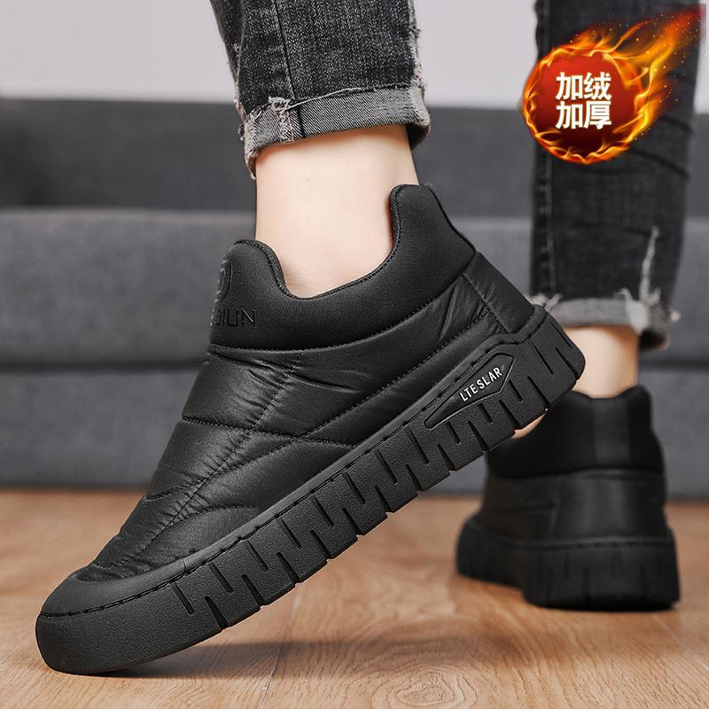 Men's shoes winter new men's velvet thermal cotton shoes black driving soft-soled Doudou casual shoes