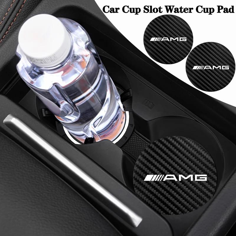 2Pcs Car Interior Leather Coaster Anti-noise Water Cup Pad For Mercedes Benz AMG GLC W203 W206 W220 W205 W211 W212 W201 W210 CLA