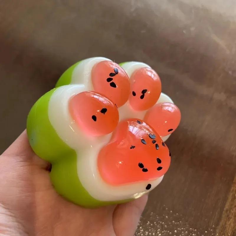 Watermelon Cat Paw Squeeze Pinch Slow Rebound, Realistic Paw Design, Fun, Suitable for Valentine's Day/birthday Gifts