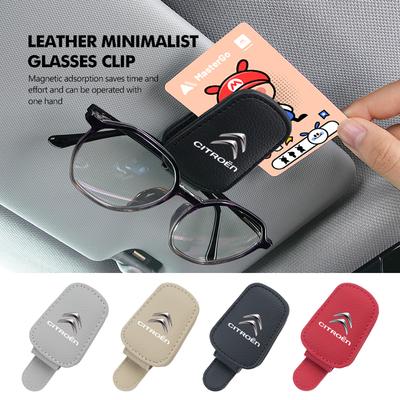 Car Sun Visor Eyeglass Hanger Leather Storage Holder Clip For Grand Berlingo Jumper Celysee Xsara Picasso Aircross